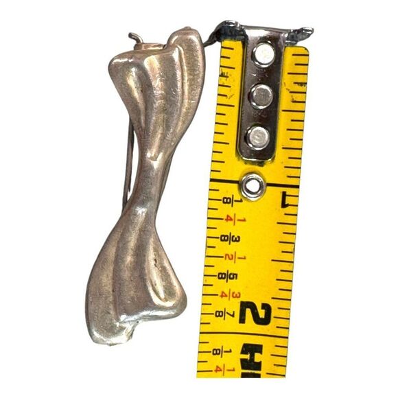 Vintage Sterling Silver Taxco Hair Bow Clip Brooch Mexico Signed 925 Handmade - Picture 4 of 5